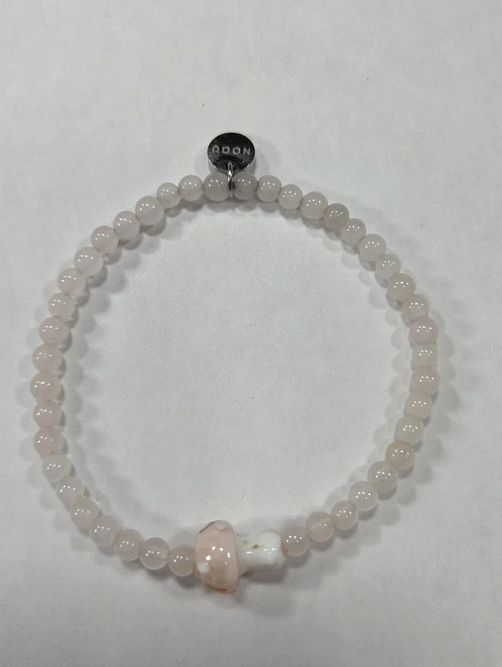 🆕️ NOGU Rose Quartz Silver Firefly Glass Mushroom Gemstone Bracelet
